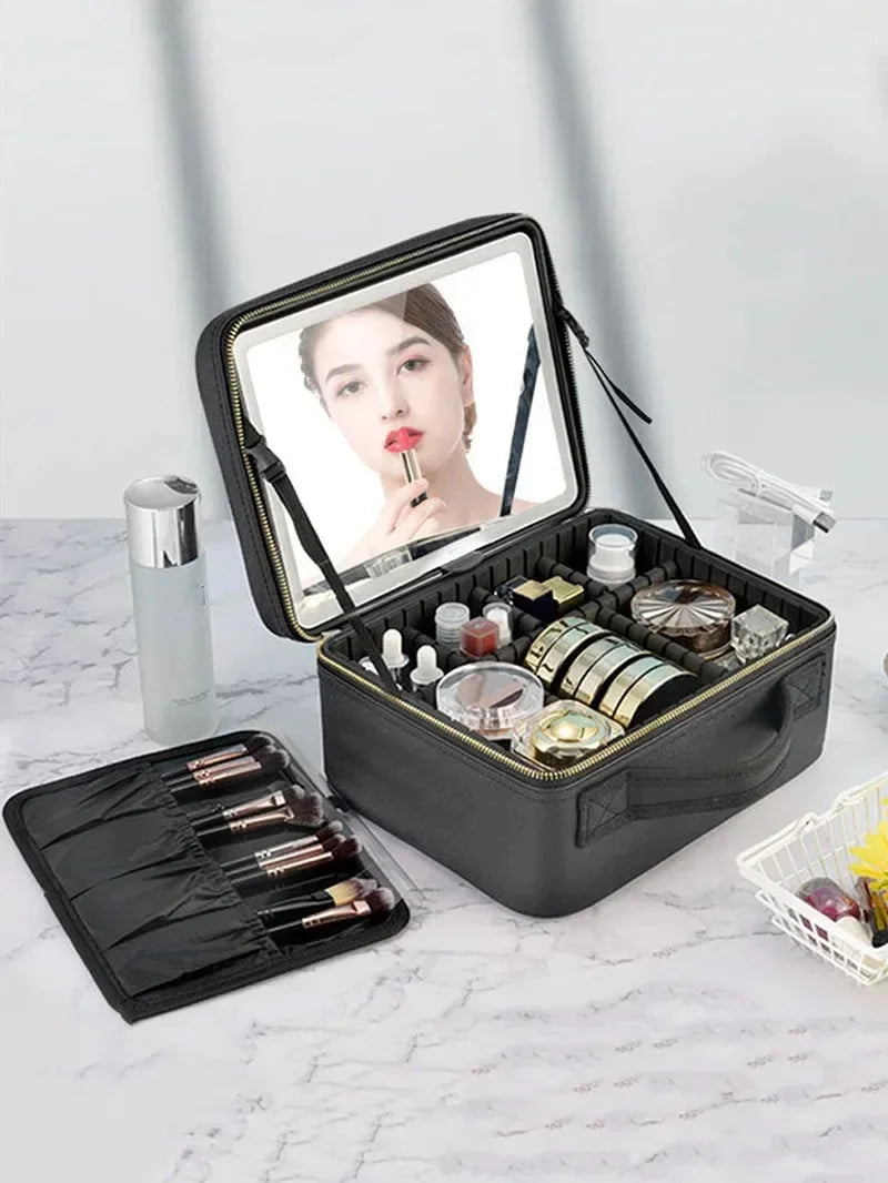 حقيبة مستحضرات التجميل مضاءة بمصباح